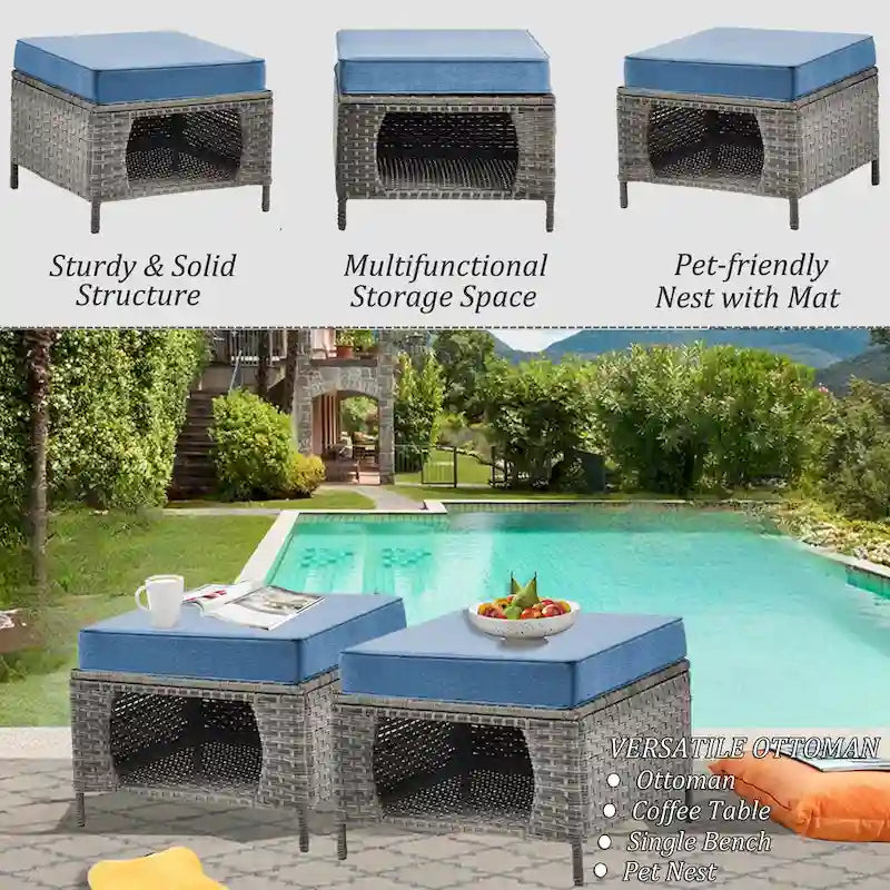 Ensembles de meubles de patio extérieur en osier 12 pièces avec fauteuils à bascule pivotants