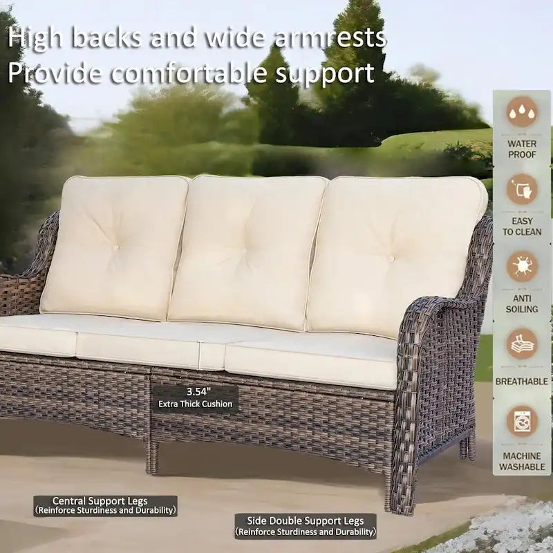 Ensembles de meubles de patio extérieur en osier 12 pièces avec fauteuils à bascule pivotants