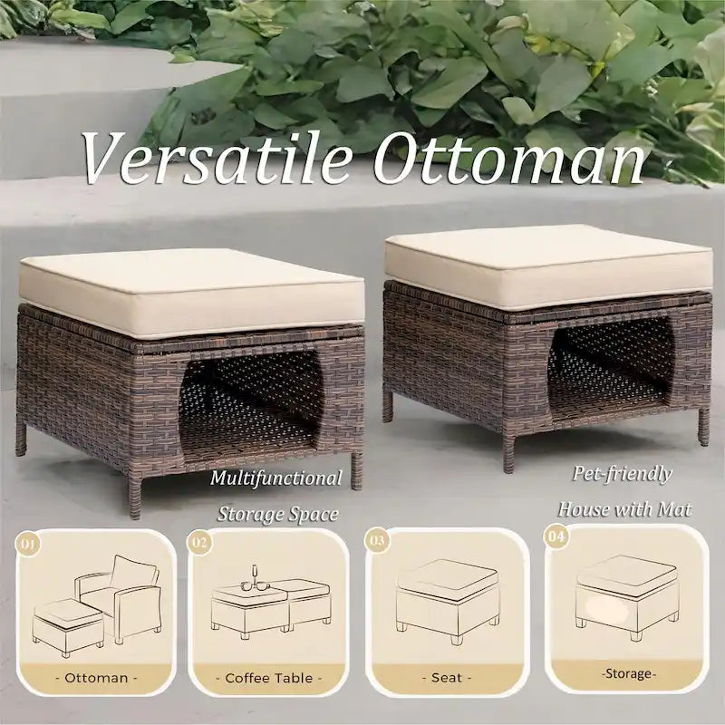 Ensembles de meubles de patio extérieur en osier 12 pièces avec fauteuils à bascule pivotants