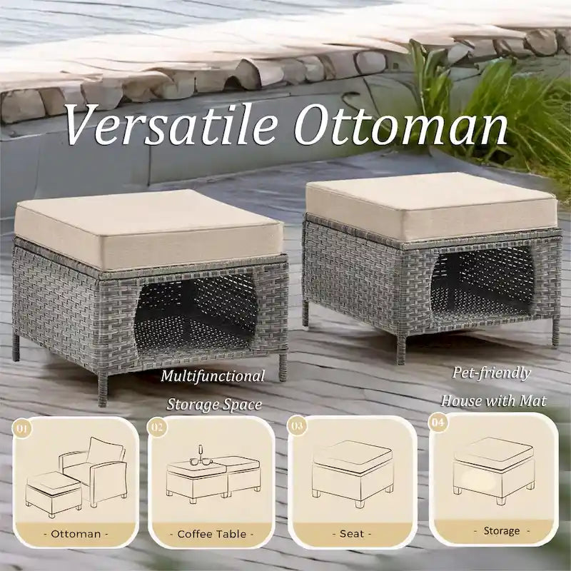 Ensembles de meubles de patio extérieur en osier 12 pièces avec fauteuils à bascule pivotants