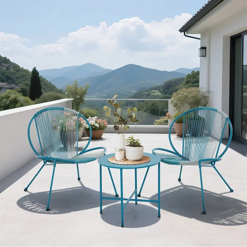 Ensemble de mobilier de patio 3 pièces, ensemble de bistrot de jardin en forme de coquillage