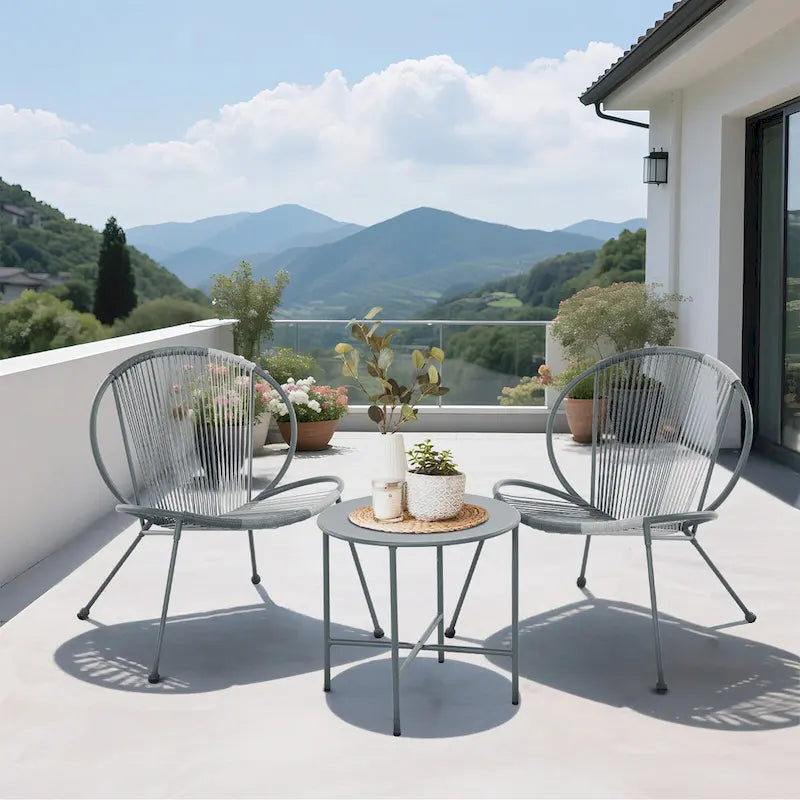Patio Furniture Set 3 Pieces, Shell Shape Garden Bistro Set