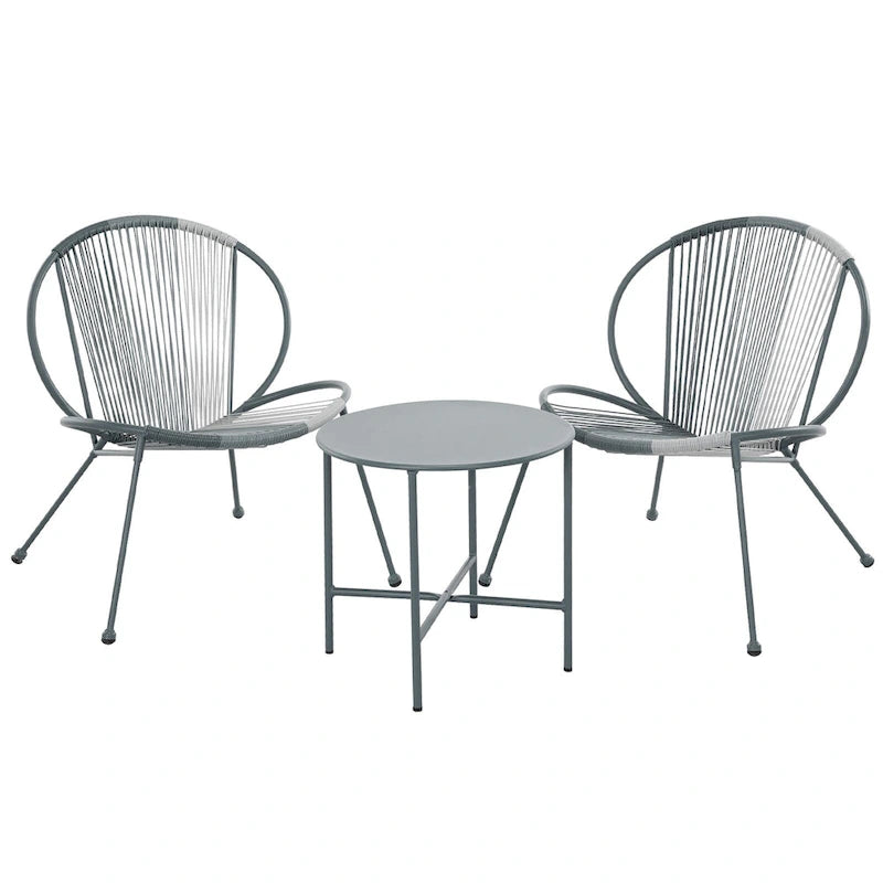Ensemble de mobilier de patio 3 pièces, ensemble de bistrot de jardin en forme de coquillage