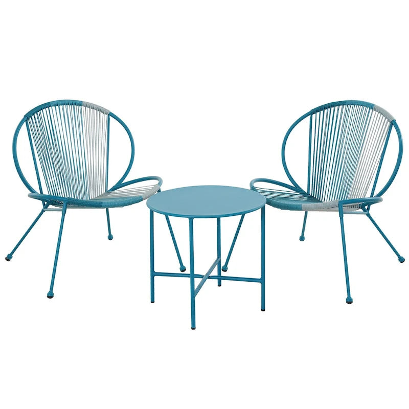 Ensemble de mobilier de patio 3 pièces, ensemble de bistrot de jardin en forme de coquillage