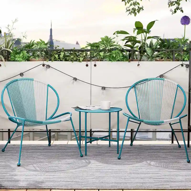 Ensemble de mobilier de patio 3 pièces, ensemble de bistrot de jardin en forme de coquillage