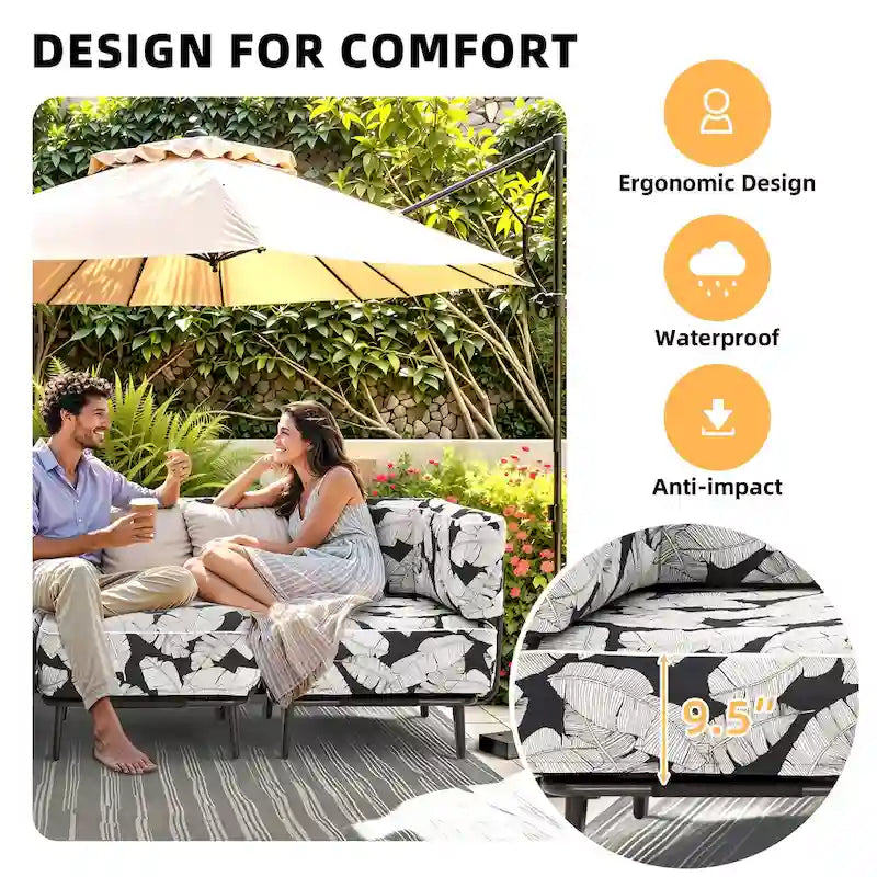 Canapé gonflable – Canapé d'extérieur portable avec cadre en aluminium et tissu Oxford imperméable pour le camping, la terrasse et la plage