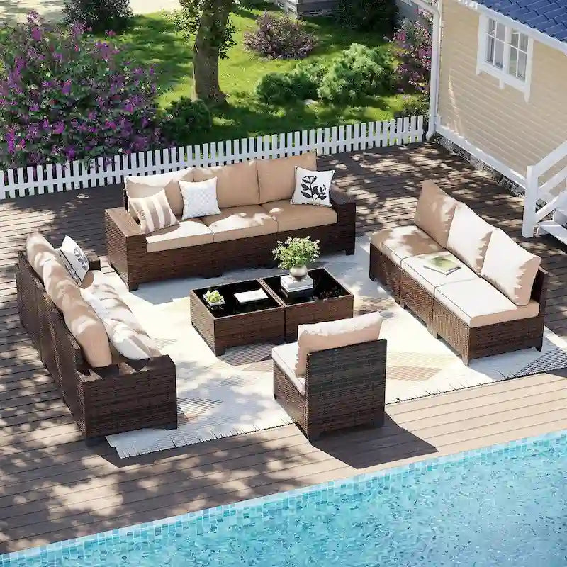 Ensemble de mobilier de jardin, Ensemble de canapé sectionnel d'extérieur