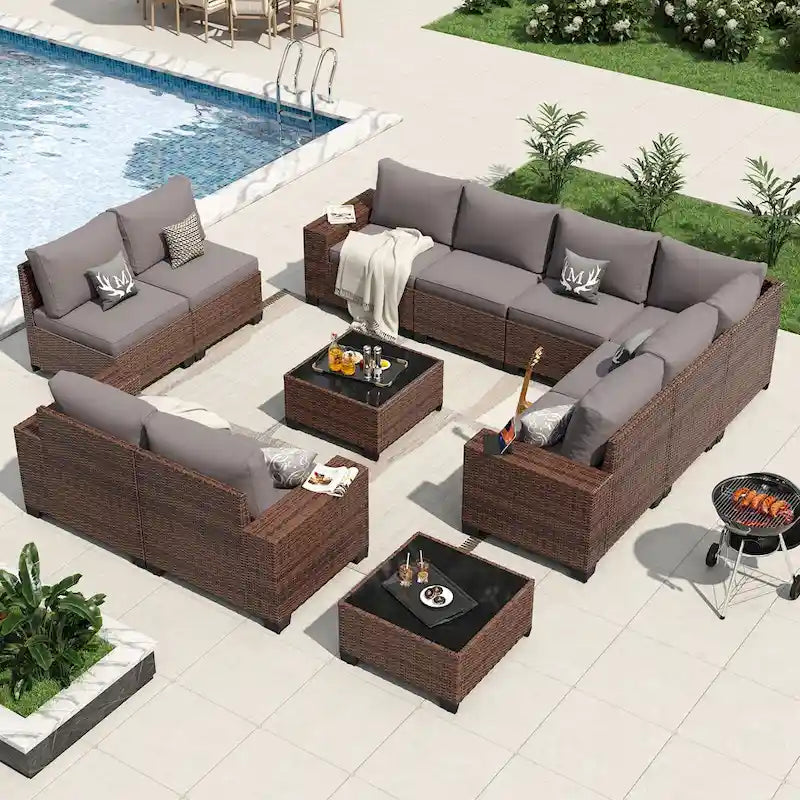 Ensemble de mobilier de jardin, Ensemble de canapé sectionnel d'extérieur