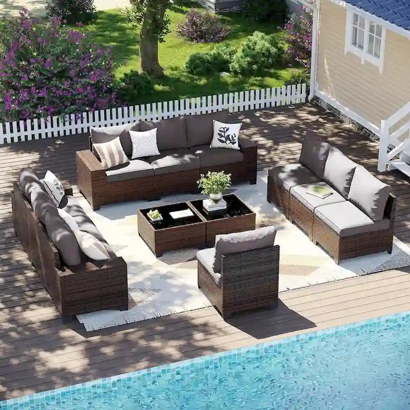 Ensemble de mobilier de jardin, Ensemble de canapé sectionnel d'extérieur