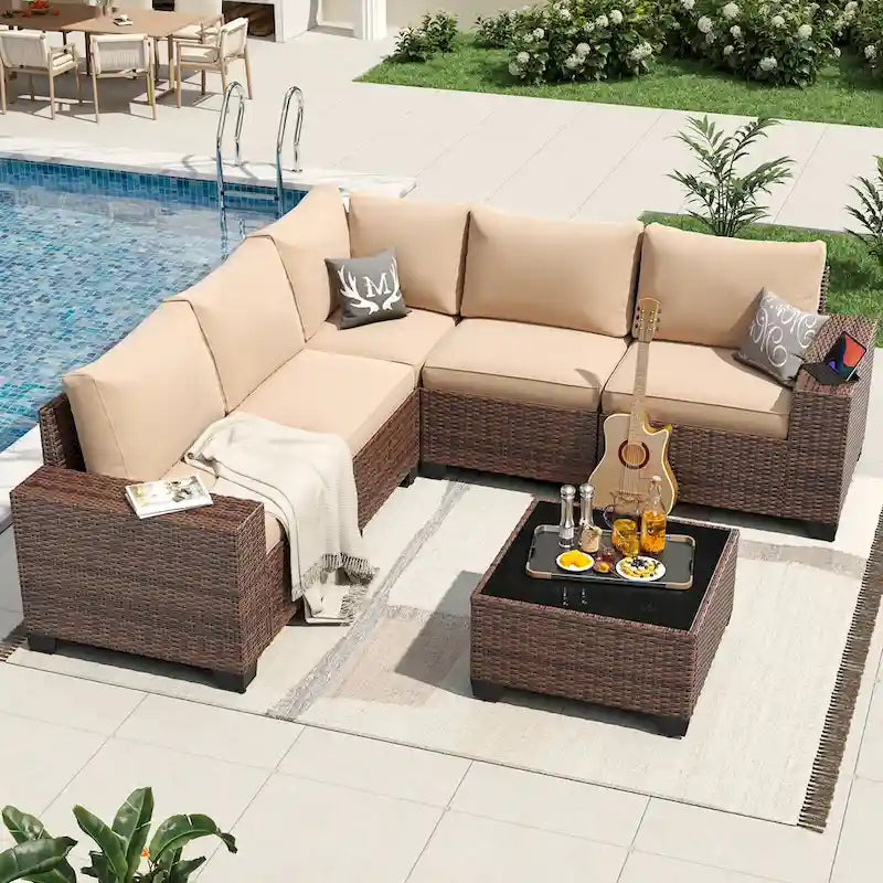 Ensemble de mobilier de jardin, Ensemble de canapé sectionnel d'extérieur