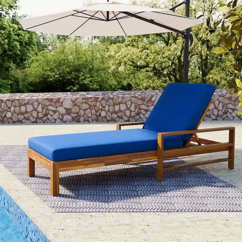 Chaise longue de jardin en bois à dossier réglable, convient aux jardins, terrasses et bords de piscine