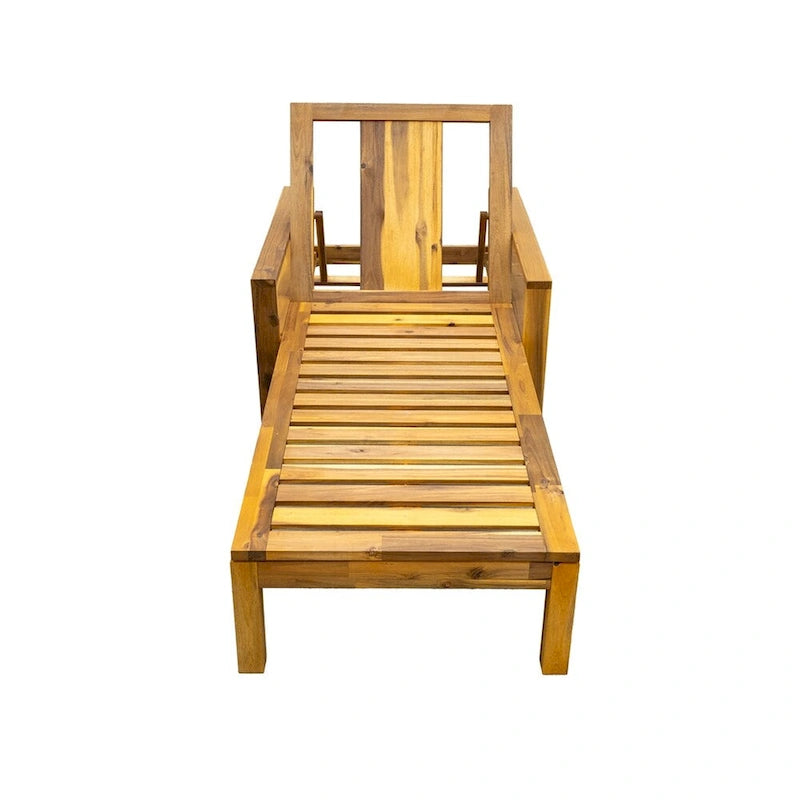 Chaise longue de jardin en bois à dossier réglable, convient aux jardins, terrasses et bords de piscine