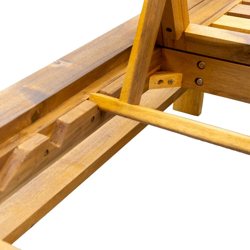 Chaise longue de jardin en bois à dossier réglable, convient aux jardins, terrasses et bords de piscine
