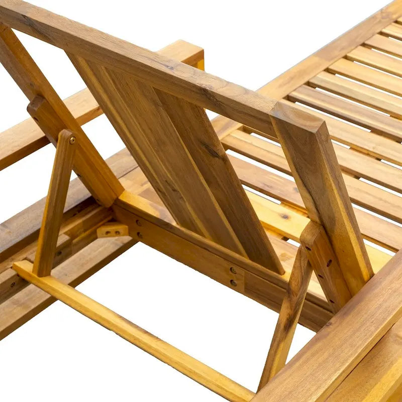 Chaise longue de jardin en bois à dossier réglable, convient aux jardins, terrasses et bords de piscine