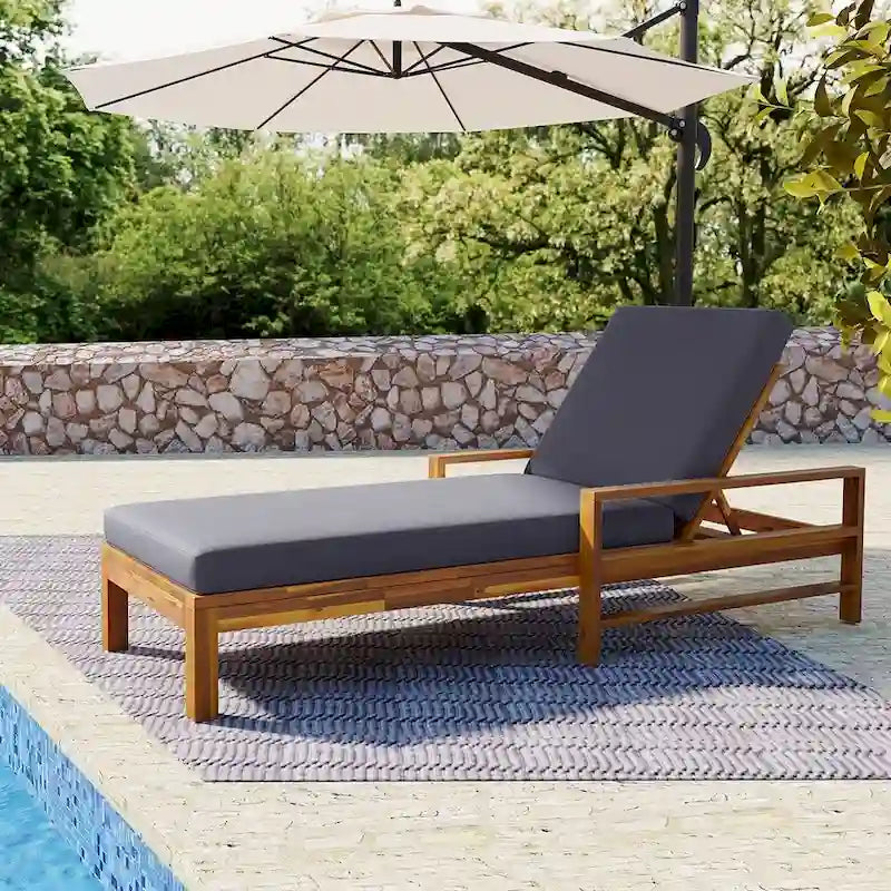 Chaise longue de jardin en bois à dossier réglable, convient aux jardins, terrasses et bords de piscine