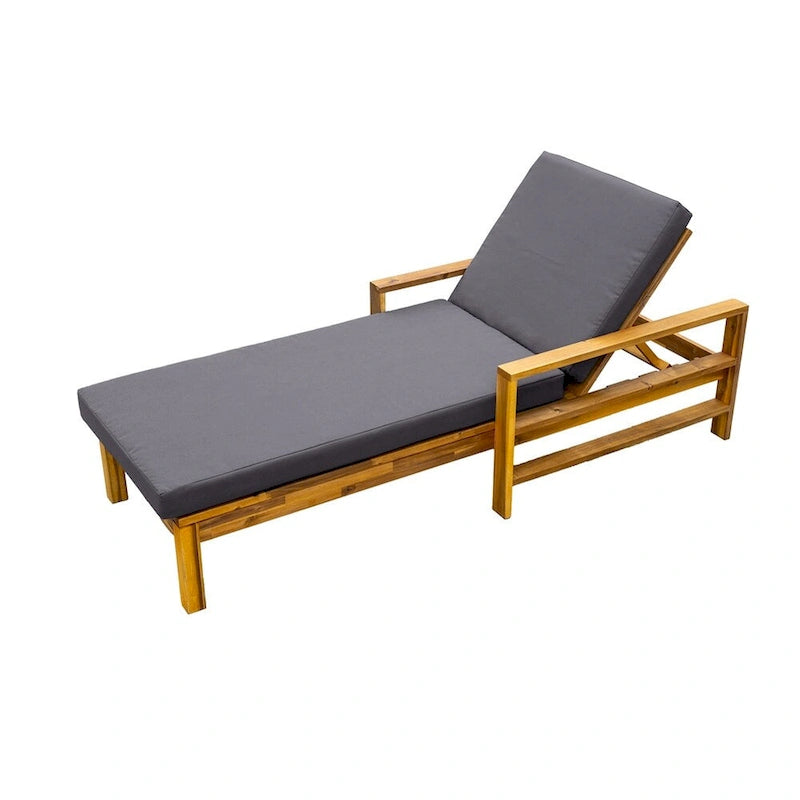 Chaise longue de jardin en bois à dossier réglable, convient aux jardins, terrasses et bords de piscine