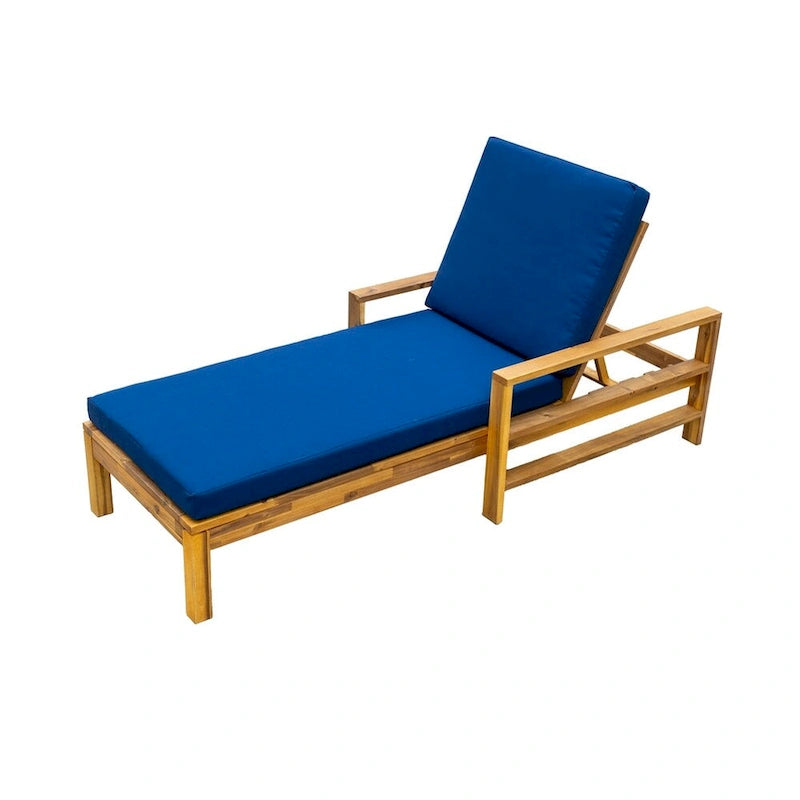 Chaise longue de jardin en bois à dossier réglable, convient aux jardins, terrasses et bords de piscine