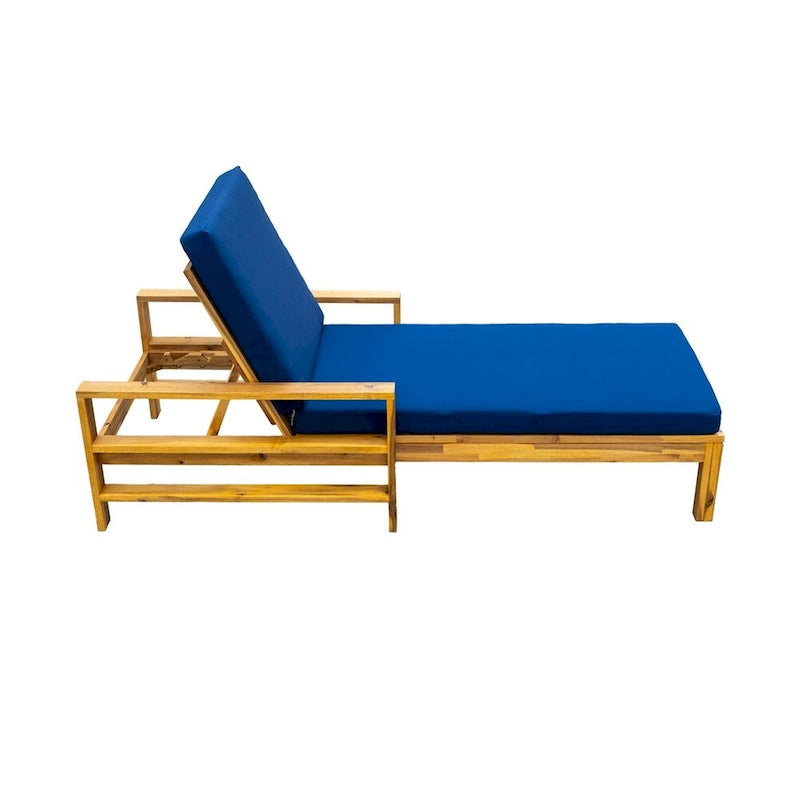 Chaise longue de jardin en bois à dossier réglable, convient aux jardins, terrasses et bords de piscine