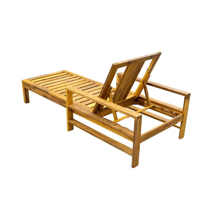 Chaise longue de jardin en bois à dossier réglable, convient aux jardins, terrasses et bords de piscine