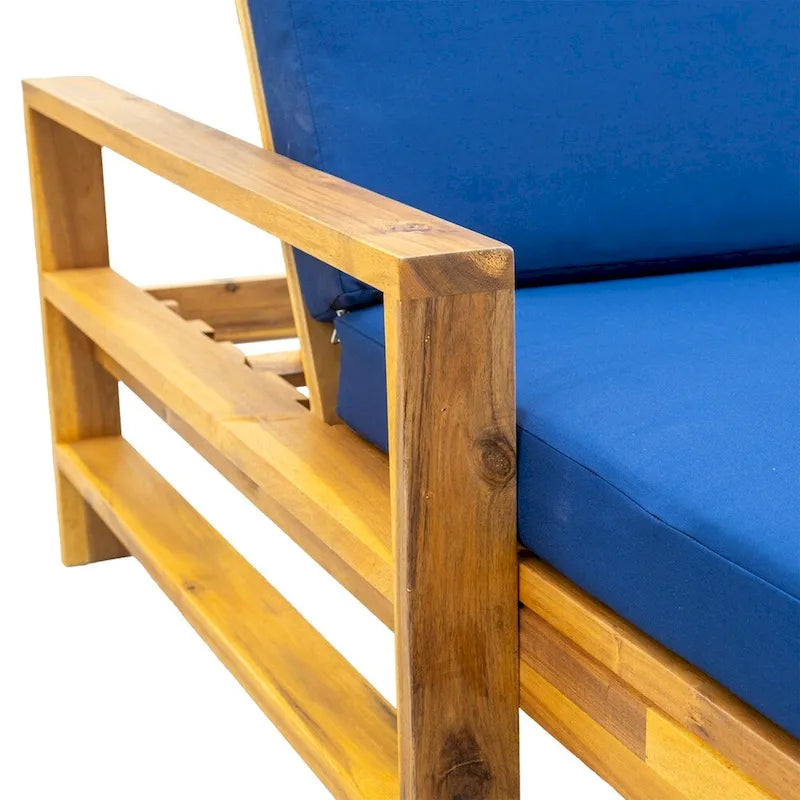 Chaise longue de jardin en bois à dossier réglable, convient aux jardins, terrasses et bords de piscine