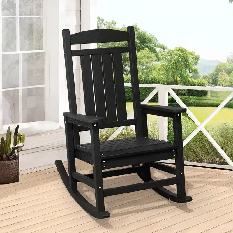 High-Back Oversized Plastic Rocking Chair Stable & Smooth Glide