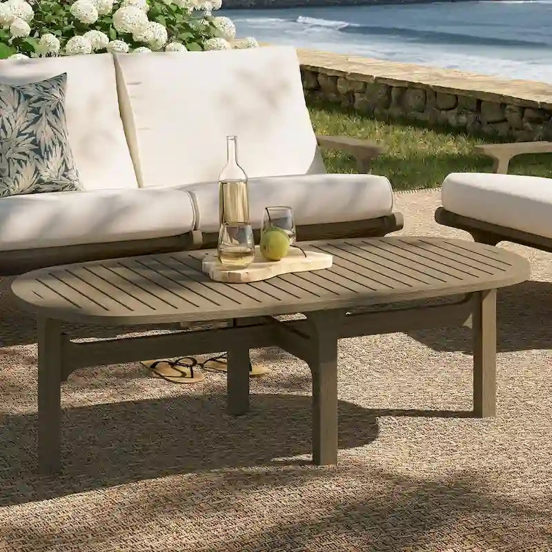 Table basse ovale d'extérieur en teck Saratoga