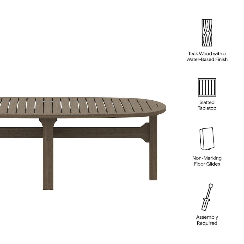 Table basse ovale d'extérieur en teck Saratoga