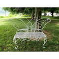 White Metal Butterfly Bench