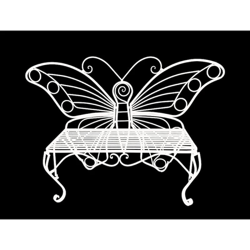 Banc papillon en métal blanc