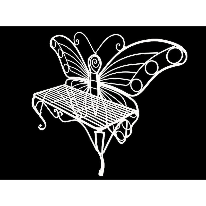 Banc papillon en métal blanc