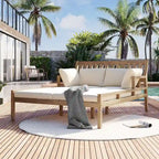 Bain de soleil extérieur en bois, 4 oreillers pour piscine, jardin, cour arrière