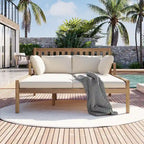 Bain de soleil extérieur en bois, 4 oreillers pour piscine, jardin, cour arrière