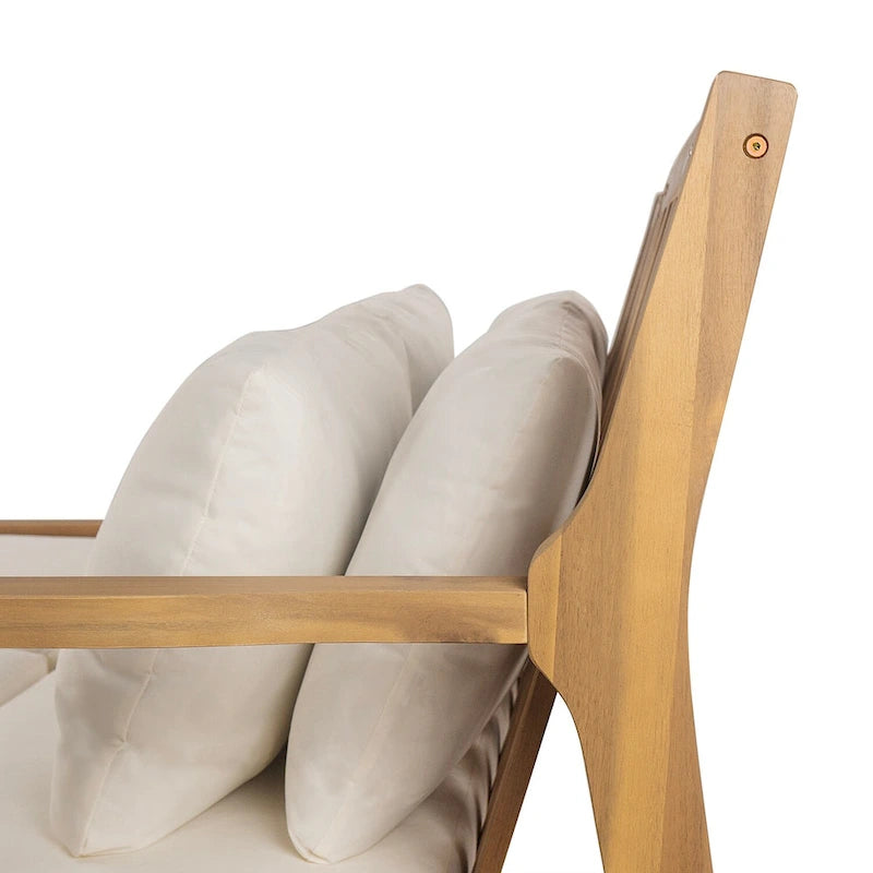 Bain de soleil extérieur en bois, 4 oreillers pour piscine, jardin, cour arrière