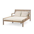 Bain de soleil extérieur en bois, 4 oreillers pour piscine, jardin, cour arrière