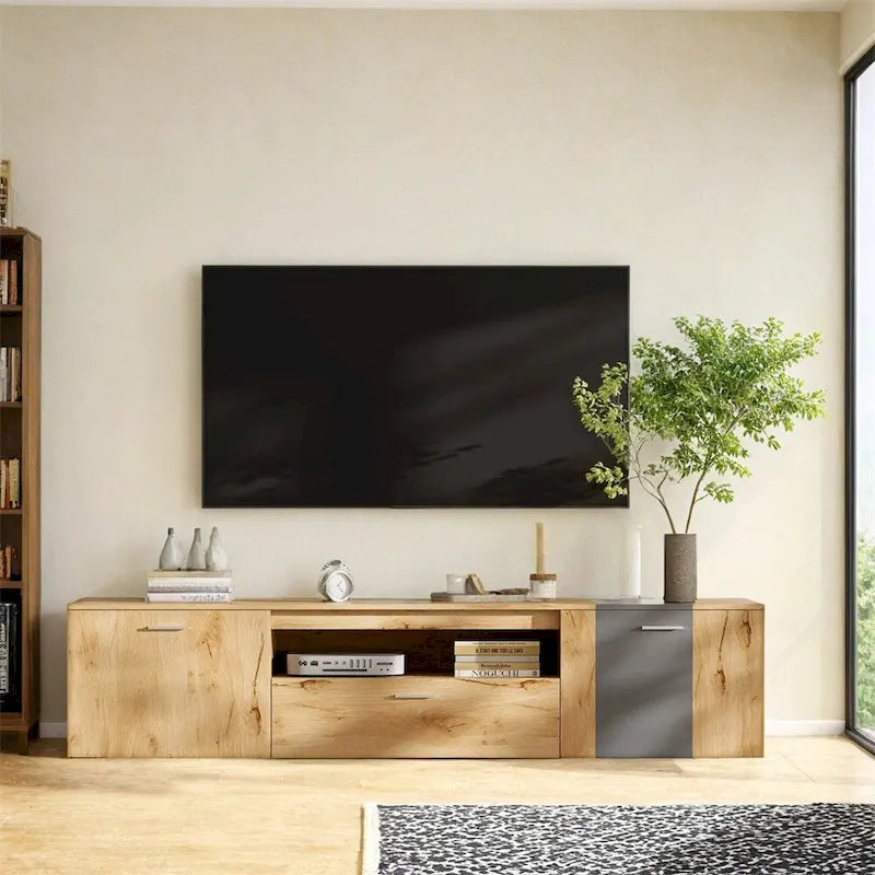70 Modern TV Stand with 3 Cabinets& Drawer,Entertainment Center