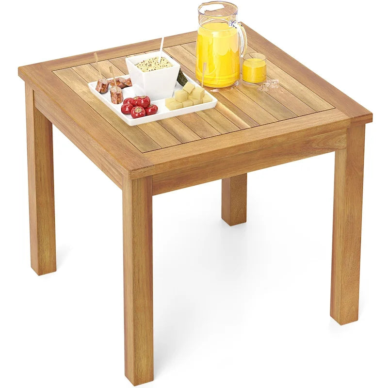 Table d'appoint carrée en bois de teck pour extérieur Gymax pour terrasse de porche