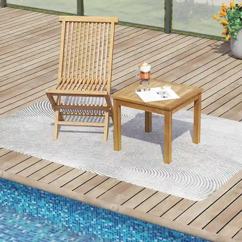 Table d'appoint carrée en bois de teck pour extérieur Gymax pour terrasse de porche