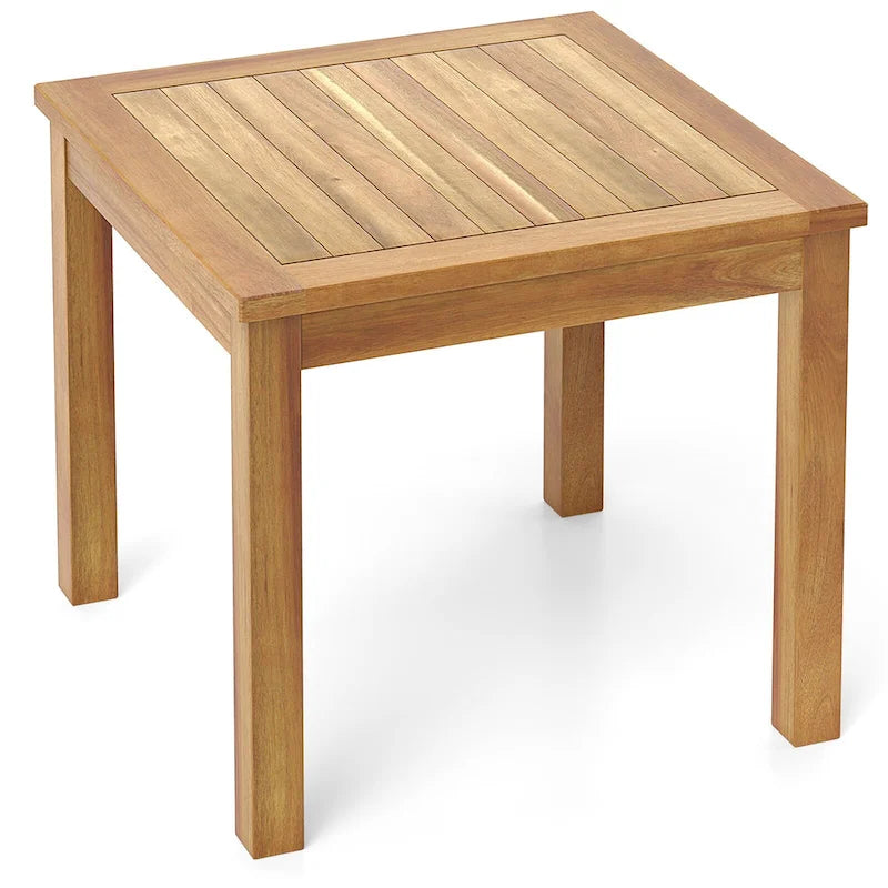 Table d'appoint carrée en bois de teck pour extérieur Gymax pour terrasse de porche