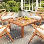 Table basse de patio Gymax avec trou pour parasol, plateau à lattes et huile de teck
