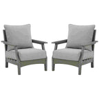 Outdoor Lounge Chair with Slatted Design and Cushions, Set of 2, Gray