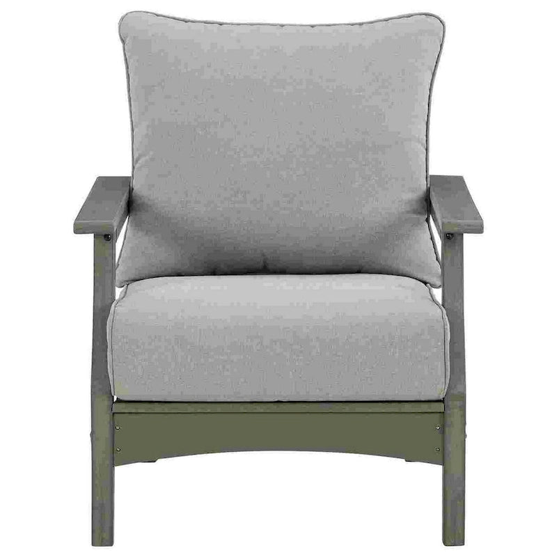 Chaise longue d'extérieur à lattes avec coussins, ensemble de 2, gris