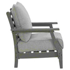 Chaise longue d'extérieur à lattes avec coussins, ensemble de 2, gris