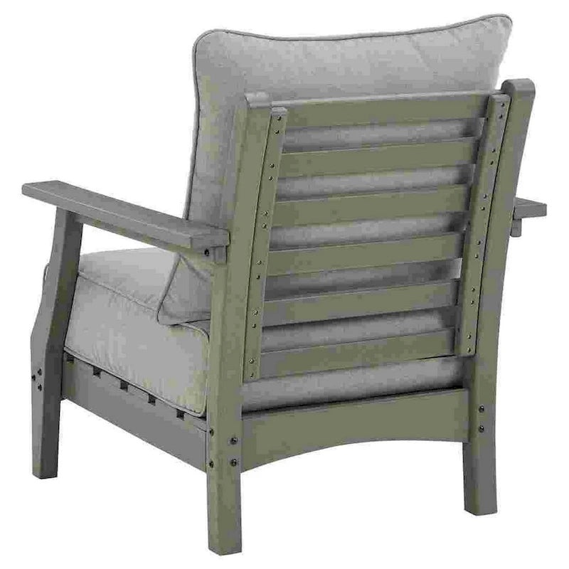 Chaise longue d'extérieur à lattes avec coussins, ensemble de 2, gris