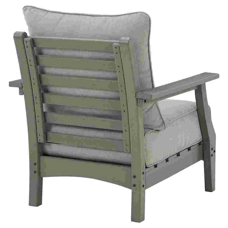 Chaise longue d'extérieur à lattes avec coussins, ensemble de 2, gris