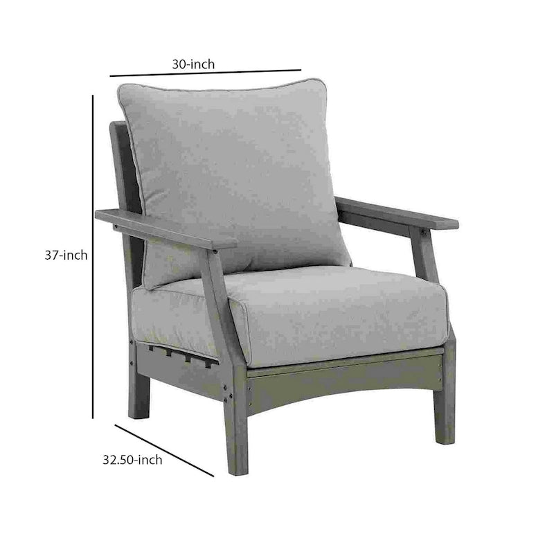 Chaise longue d'extérieur à lattes avec coussins, ensemble de 2, gris
