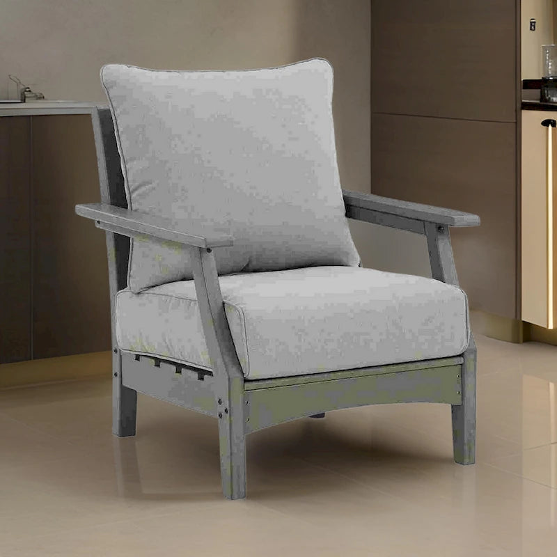 Chaise longue d'extérieur à lattes avec coussins, ensemble de 2, gris