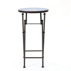 Table d'appoint d'extérieur Silia, ronde 13 pouces, carreaux de céramique bleus et blancs