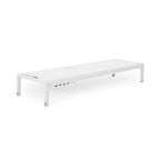 Chaise longue Kory Outdoor, 198 cm, en tissu maillé blanc et aluminium