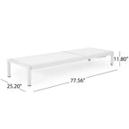 Chaise longue Kory Outdoor, 198 cm, en tissu maillé blanc et aluminium