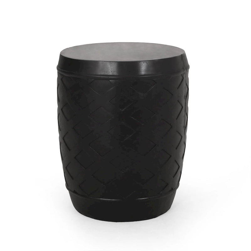 Table d'appoint d'extérieur, motif treillis de 16 pouces, finition béton noir